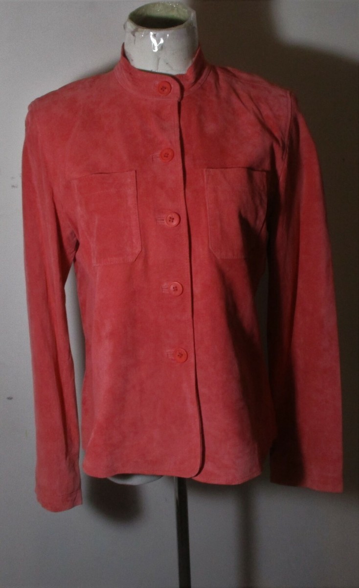 CHARTER CLUB Pink 100% Leather Mock Neck Jacket Size M | eBay
