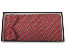 Men's Classic Plaid Bow Tie and Cummerbund Set