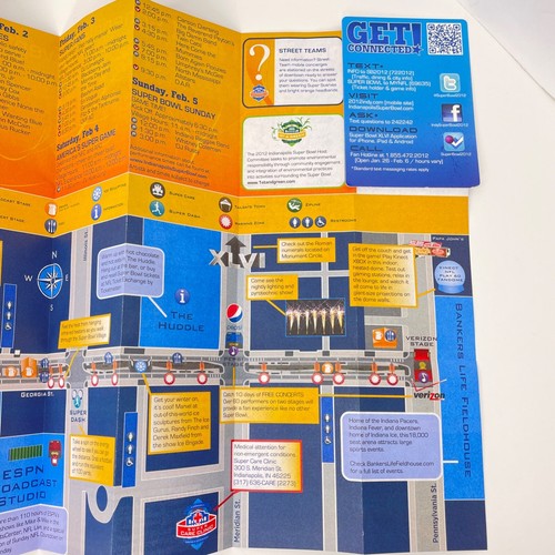2012 Super Fan Guide Map NFL Super Bowl XLVI 46 Giants vs Patriots - Picture 7 of 7