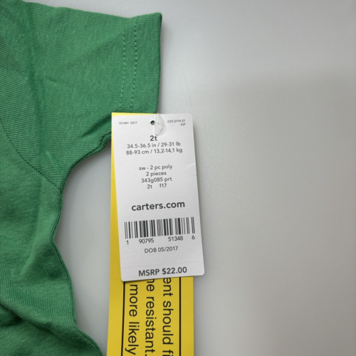 Carter's Jungen Dinosaurier Pyjama Set 2T grün 2-teilig Nachtwäsche Kleinkind Schlafanzug - Bild 4 von 6