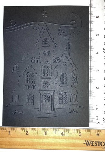 🎃5 HAPPY HAUNTING HAUNTED HOUSE Embossed Card Fronts HALLOWEEN - Picture 2 of 20