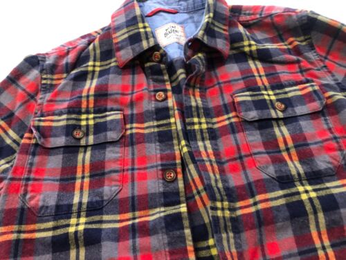 Mini Boden Boys 11-12Y Red Blue Gray Flannel Button Down Plaid Long Sleeve Shirt - Picture 2 of 6