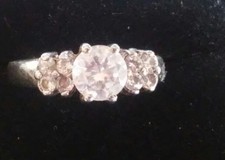 Vintage Sterling Silver round Cut CZ-Stones Engagement Ring size 71/2  729 