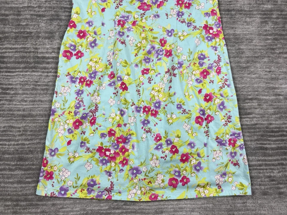 Vestido para mujer Faded Glory 12 azul floral sin mangas mezcla de algodón cuello en V Foto 3 de 4