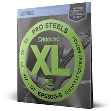D'Addario Pro Steels Custom Gauge Bass Guitar Strings; Tapered 5-String 43-127