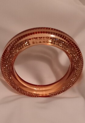 THALE BLANC Peach Color Acrylic/Lucite Bangle Bracelet w/Swarovski Crystals