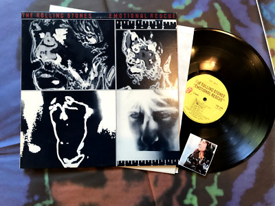 ROLLING STONES Emotional Rescue COC-16015 w/Huge Poster LP 1980 orig +fansticker