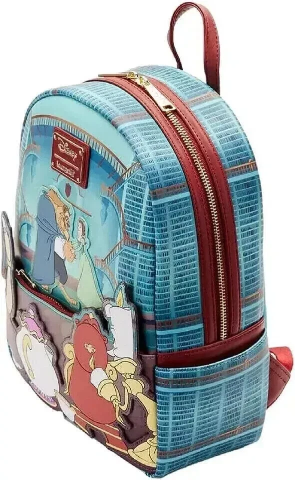 NOVA Mini Mochila Disney Feminina Bolsa de Ombro Presente A Bela e a Fera Lounfefly - Imagem 2 de 4