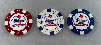 Vintage Shiner Beer Poker Chips - Set Of 3 - Red, White, Blue