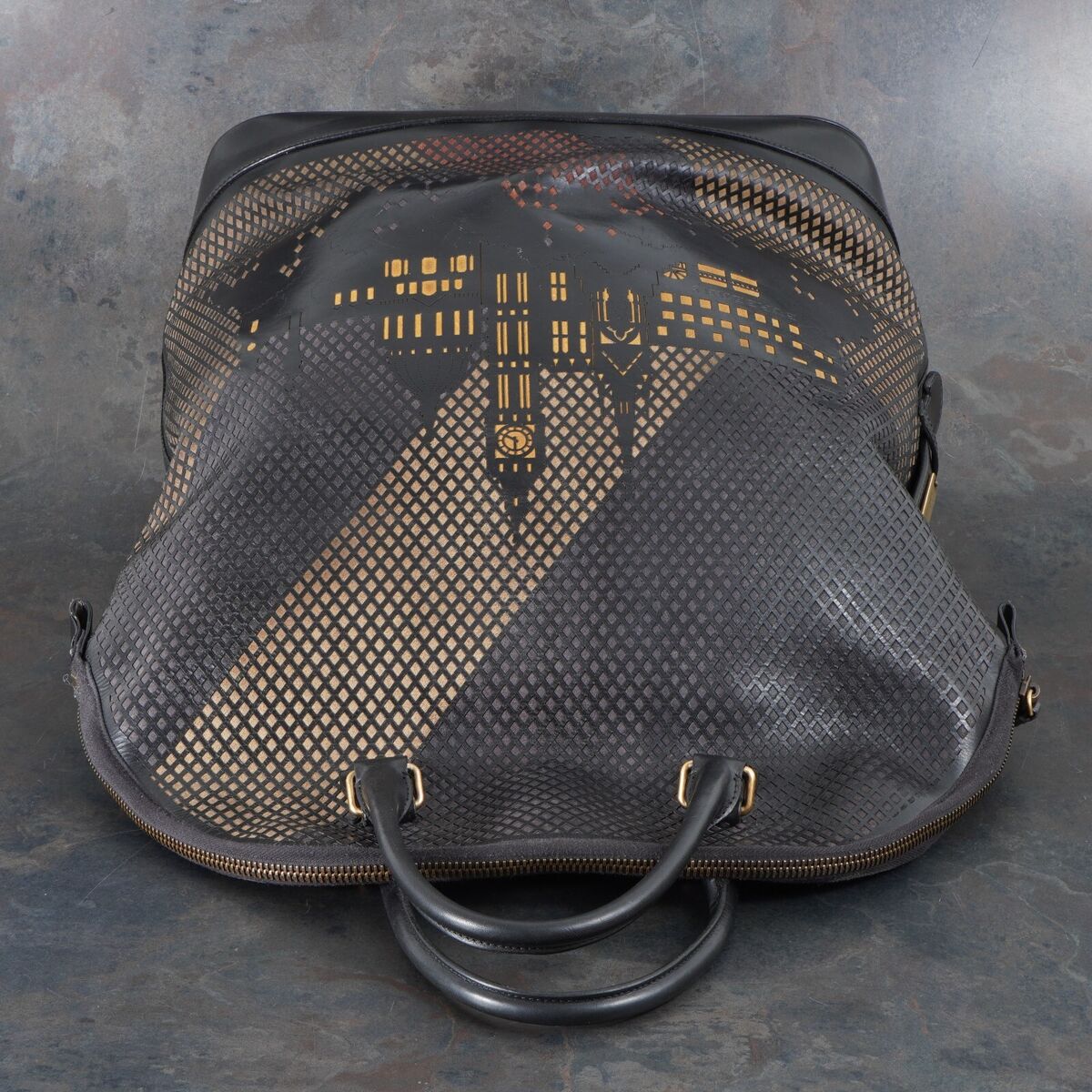 Burberry Prorsum St Ives Perforated City Motif Leather Burberry Prorsum St Ives Perforated City Motif Leather