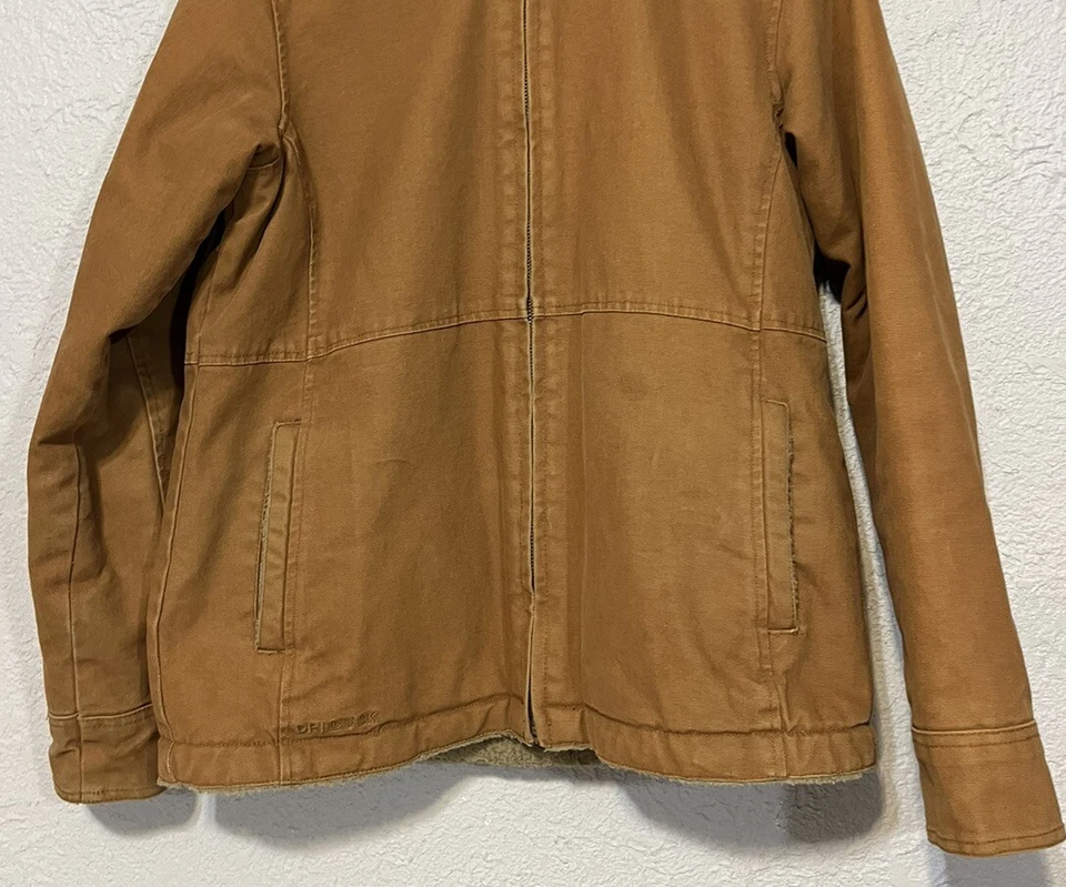 Chaqueta DRI-DUCK ROPER Mujer M Caqui Marrón Lona Abrigo Sherpa Forrado Con Capucha Foto 3 de 4