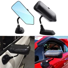 F1 Style Carbon Fiber Look Blue Mirror Metal Bracket Side Wing Mirrors Universal