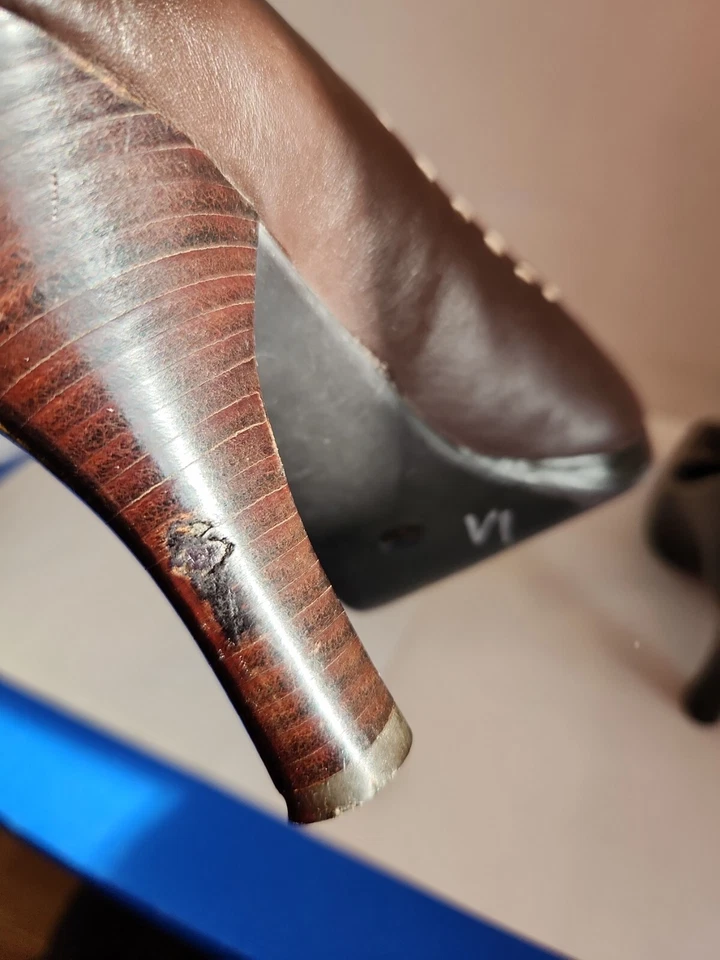 Worthington Brown Pumps Size 6.5 Shoes Heels 3.5" Women Tassel cream Contrast - Image 4 of 4