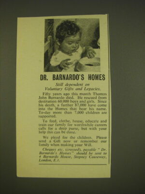 1955 Dr. Barnardo's Homes Ad - Dr. Barnardo's Homes still dependent on