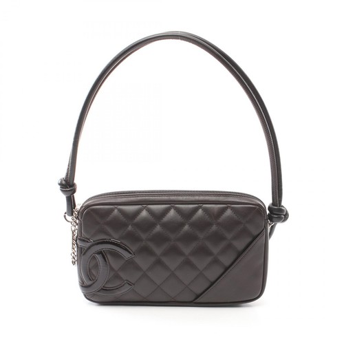 CHANEL Cambon Line Handbag Bag Leather Patent Leather Women s Brown A25175 Us