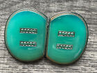 Double Circle Brooch Vtg Pin Art Deco Sterling Silver Turquoise Enamel