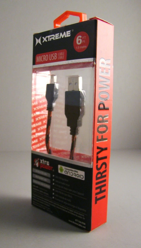 Cable trenzado de sincronización de carga micro USB XTREME - NUEVO EN CAJA Foto 3 de 4