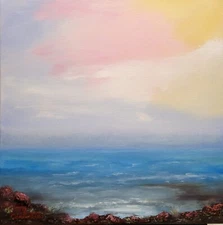 Seascape Oil Painting Art Nautical Modern Abstract OOAK Original Carlotta ART