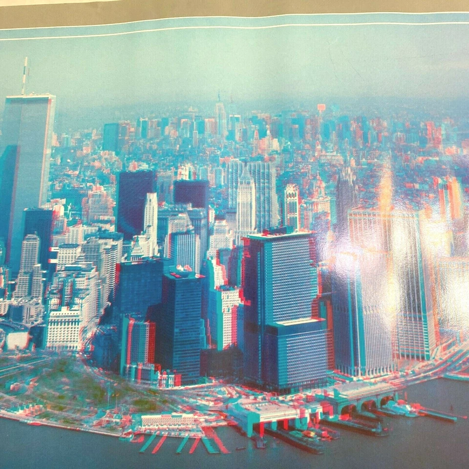 Vintage New York City Skyline Anaglyph 3D Poster 24" x 16" 1986 USA w/ Glasses - Image 3 of 4
