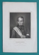 STEPHEN ENDLICHER Austrian Botanist Numizmatist - 1840s Antique Portrait Print 
