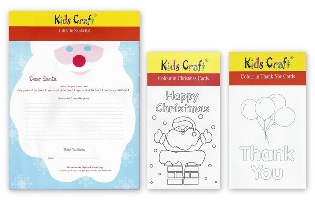 kids craft christmas 4x santa letter 16x cards thank you xmas colour in art  kit