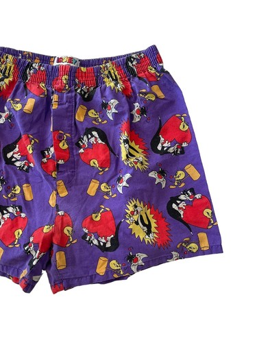 Looney Tunes Boxers Tweety And Sylvester Unisex Youth SZ L 27” Waist Vintage GUC - Picture 3 of 8