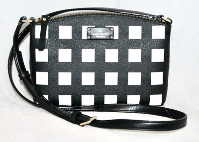 NEW KATE SPADE Millie Pop Art Black White Checkered Crossbody Bag WKRU4518