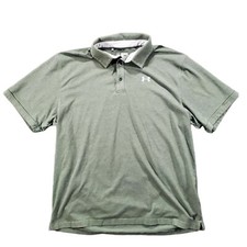 Under Armour Polo Shirt Mens Sz 2XL Heat Gear Loose Fit Gray Short Sleeve