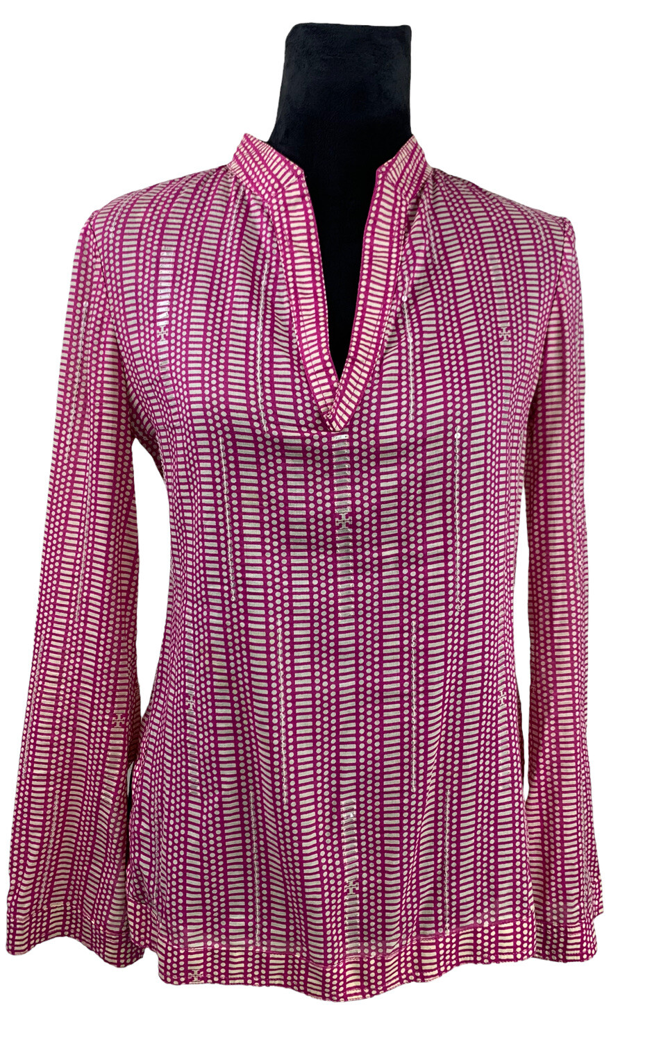 Tory Burch Stephanie Embellished Tunic Blouse Size 2 Pink Printed