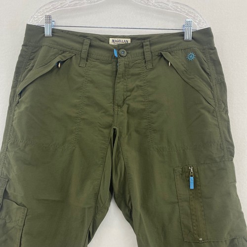 Magellan Sportswear Cargo Capri Pantaloni Escursionismo Outdoor Nylon Verde Oliva 10