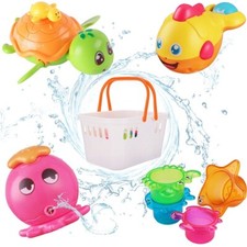 Baby Bath Toys 7 Piece Set With Organizer For Kids Toddlers Age 6 Months 