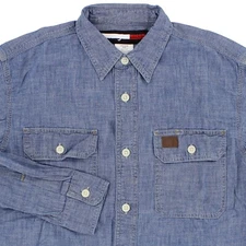 Wrangler RIGGS Workwear Shirt Cotton Denim Long Sleeve Casual Button Up Pockets