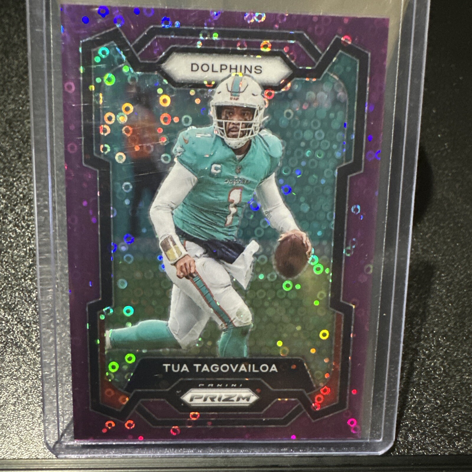 2023 Panini Prizm Tua Tagovailoa Purple Disco 190 Miami Dolphins. /35👀✅✅✅
