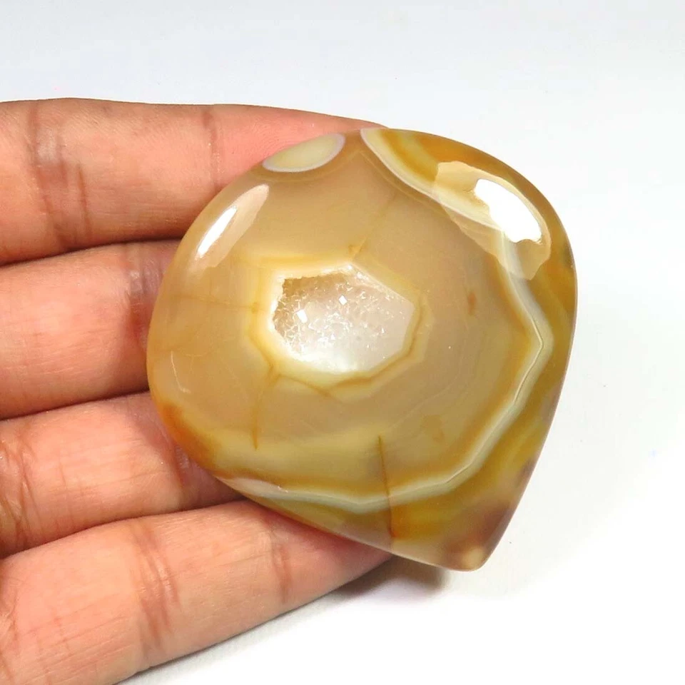 Cabujón corazón ágata de ónix 51x50 mm geoda de ónix natural ágata piedra preciosa OND-1368 Foto 3 de 4