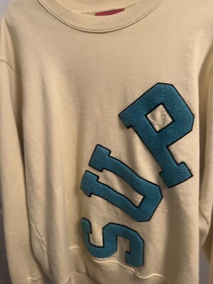 surpreme big arc crewneck light yellow medium | eBay