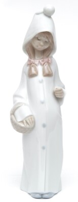 LLADRO Figurine Porcelaine SHEPHARD GIRL Pony Tails Long Robe Basket Glossy