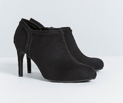Lane Bryant Black Shootie High Heel Boots Shoes Faux Suede Zipper WIDE WIDTH 10W
