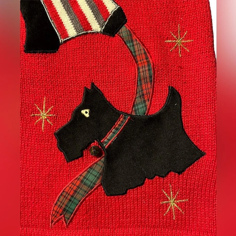 Chaleco Suéter Navidad Vintage Talla Pequeña Scotties Foto 3 de 4