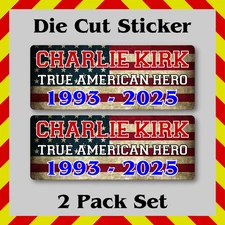 2-Pack, Charlie Kirk American Hero Stickers, Waterproof Vinyl Printed Decals