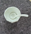 Vintage Westmoreland Milk Glass Paneled Grape Mayonnaise Condiment Bowl & Spoon — photo 2
