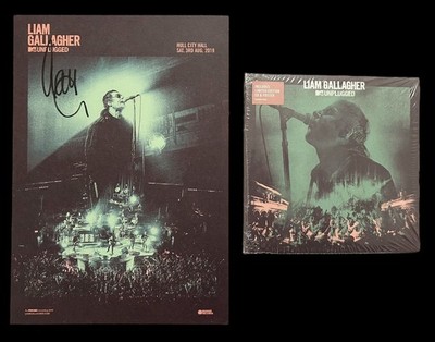 Liam Gallagher HAND SIGNED 8x6 MTV Unplugged Photograph & CD Album *NEW* OASIS 