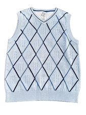 NEW Little Me Boys Knit Sweater Vest Light Blue Argyle Diamond Cotton Size 7