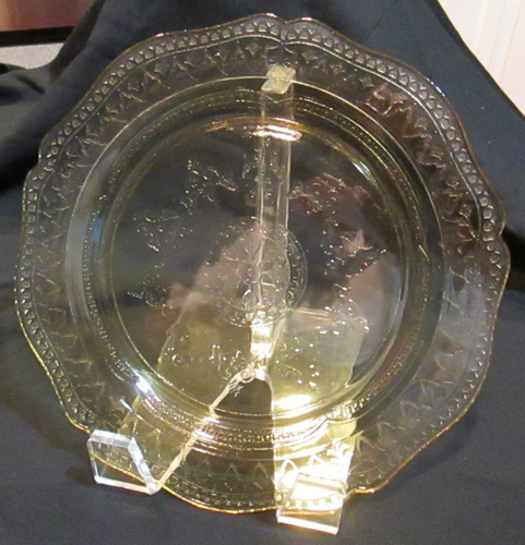 Set Of Six (6) 10 1/2" Vaseline (Yellow) "Patrician Spoke" Dinner Plates - Picture 4 of 7
