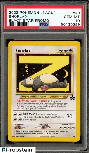 2002 Pokemon League Black Star Promo #49 Snorlax PSA 10 GEM MINT