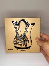 Vintage 6x6 Tile Earthtones Hand Glazed L. Kuhne Native American Pottery image