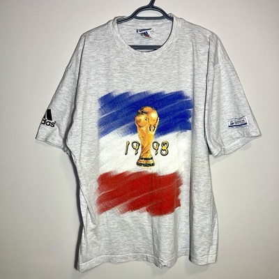 Adidas France Coupe Du Monde World Cup 1998 Vintage Gray T-shirt XL