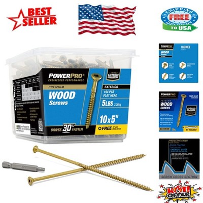 5-Inch Exterior Wood Screws - T-25 Star Bit, Epoxy-Coated & 194 Pieces