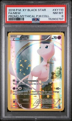 Pokémon TCG Mew XY110 XY Black Star Promo Full Art Holo Basic Psychic PSA 8