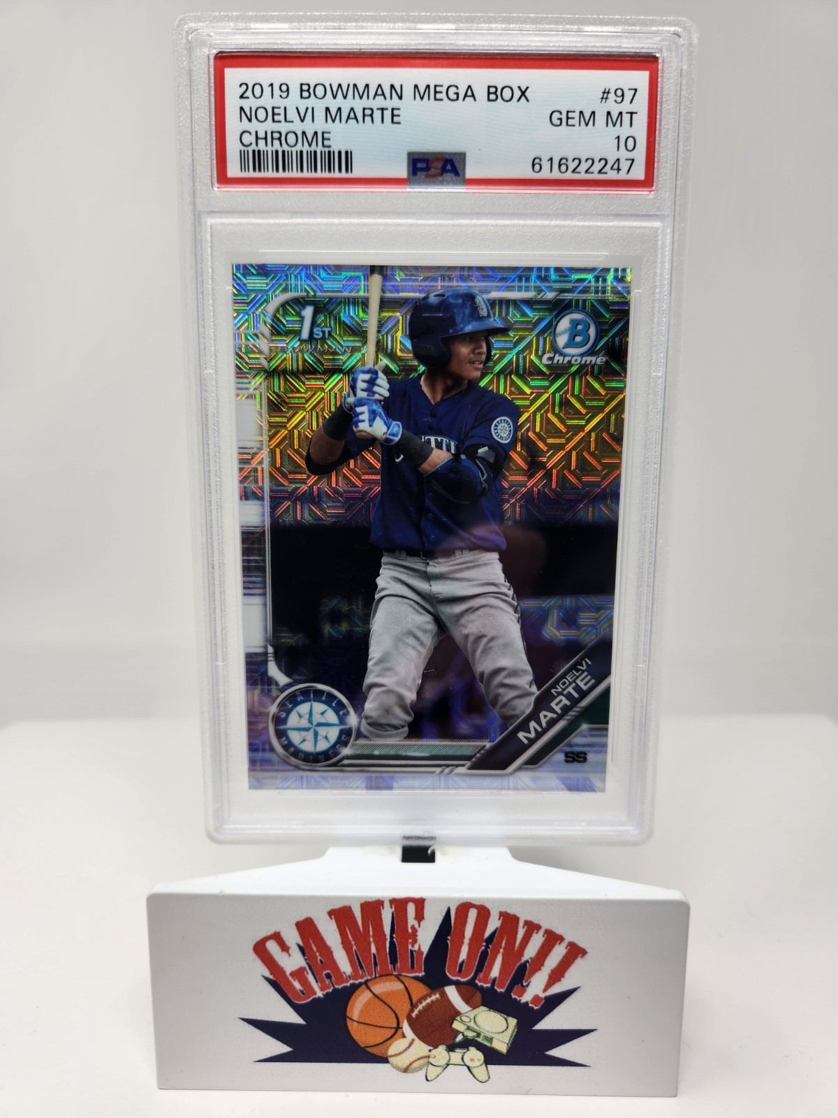 PSA 10 2019 Bowman Chrome #97 Noelvi Marte Mega Box Mojo Refractor 1st Prospect