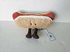 Authentic Jellycat Amuseables Hot Dog Plush Stuffed Toy 10" Retired New With Tag